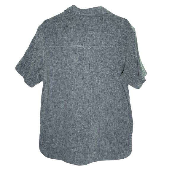 Rohan L Mens 2 Pocket Button Front Short Sleeve Shirt Gray Linen Blend Outdoor - Picture 2 of 9